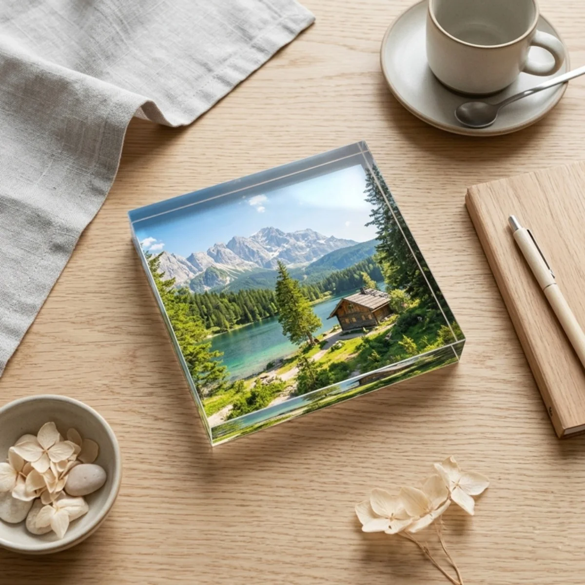 Premium Akrilik Fotoğraf Blok – 10x10 cm Masa Üstü Dekor