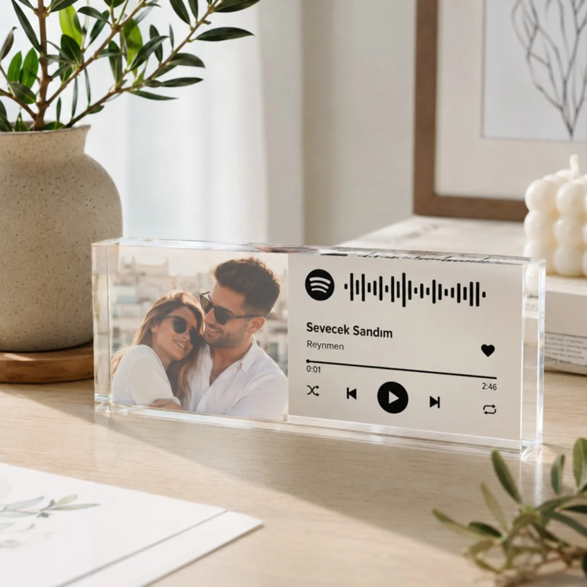 Kişiye Özel Spotify Barkodlu Panoramik Akrilik Fotoğraf Çerçevesi 7x25 cm