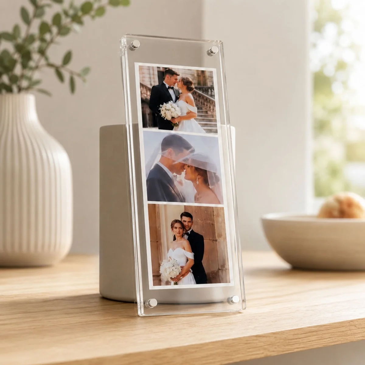 Kişiye Özel Pleksi Fotoğraf Magneti 8x20 cm – 3 Fotoğraflı Şeffaf Buzdolabı Magneti