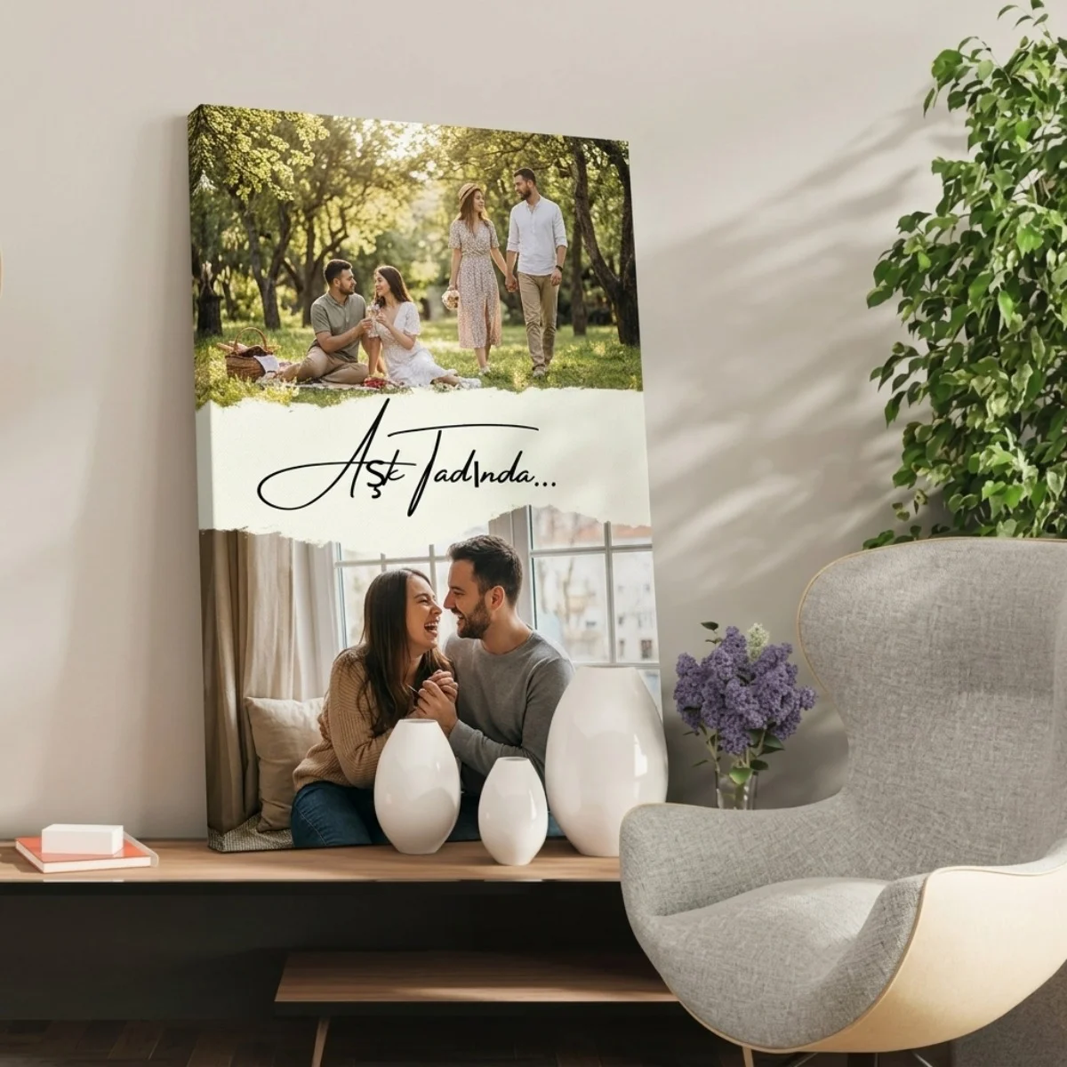 Kişiye Özel Fotoğraflı Kanvas Tablo 35x50 cm – Çiftlere Özel Aşk Temalı Tasarım