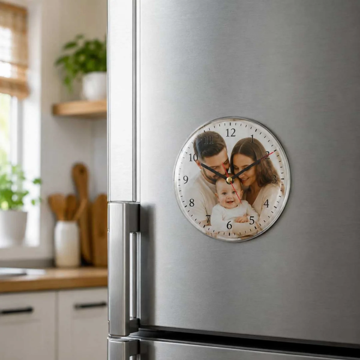 Kişiye Özel Fotoğraflı Buzdolabı Magnet Saat