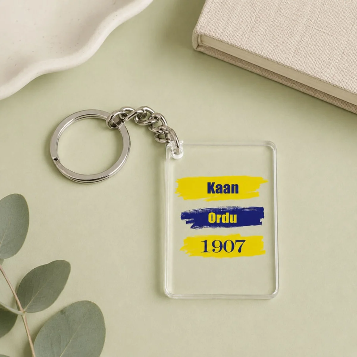 Kişiye Özel İsimli Sarı-Lacivert Taraftar Şeffaf Akrilik Anahtarlık – 1907 Temalı - Kişiye Özel | Bicazip - 4. görsel