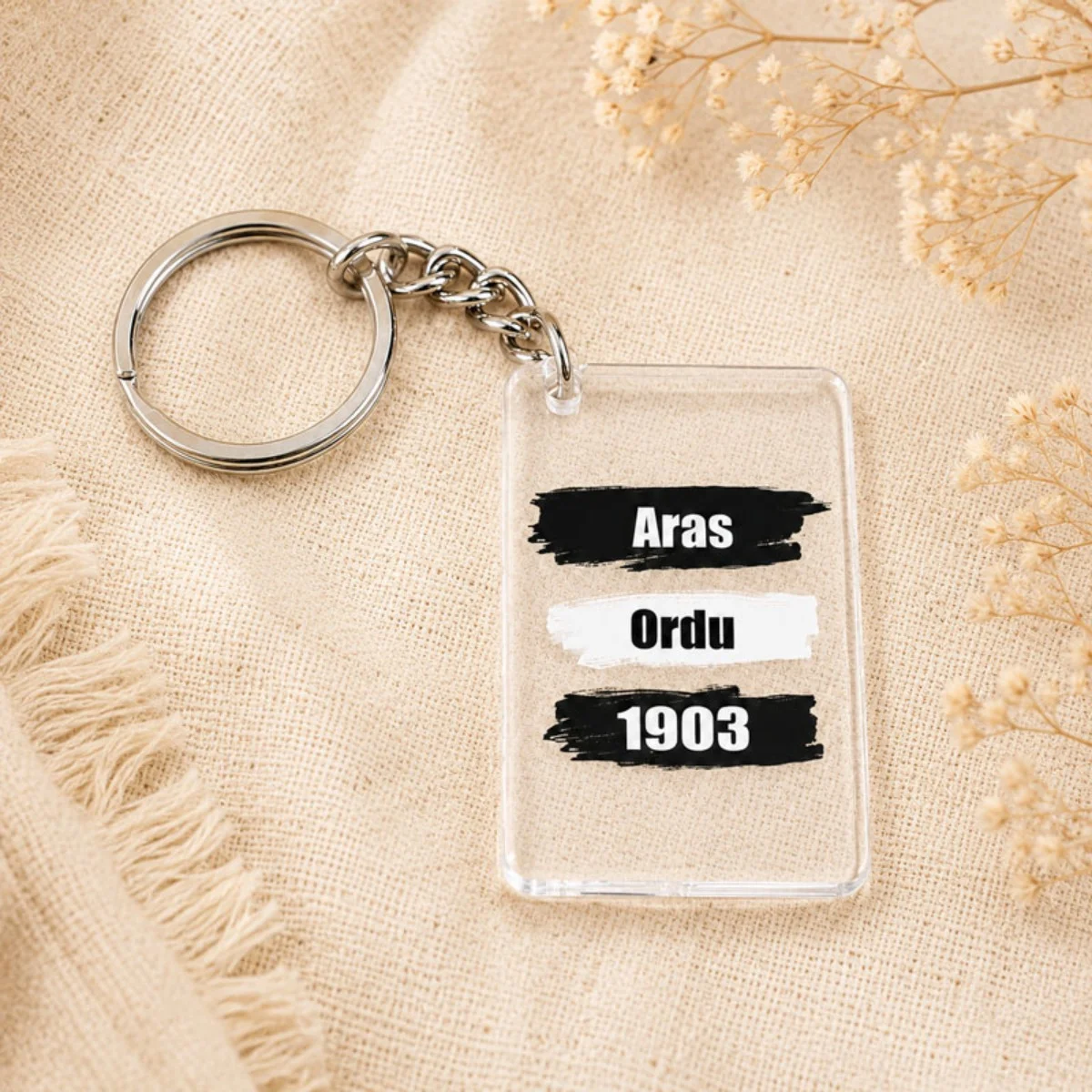 Kişiye Özel İsimli Siyah-Beyaz Taraftar Şeffaf Akrilik Anahtarlık – 1903 Temalı - Kişiye Özel | Bicazip - 4. görsel