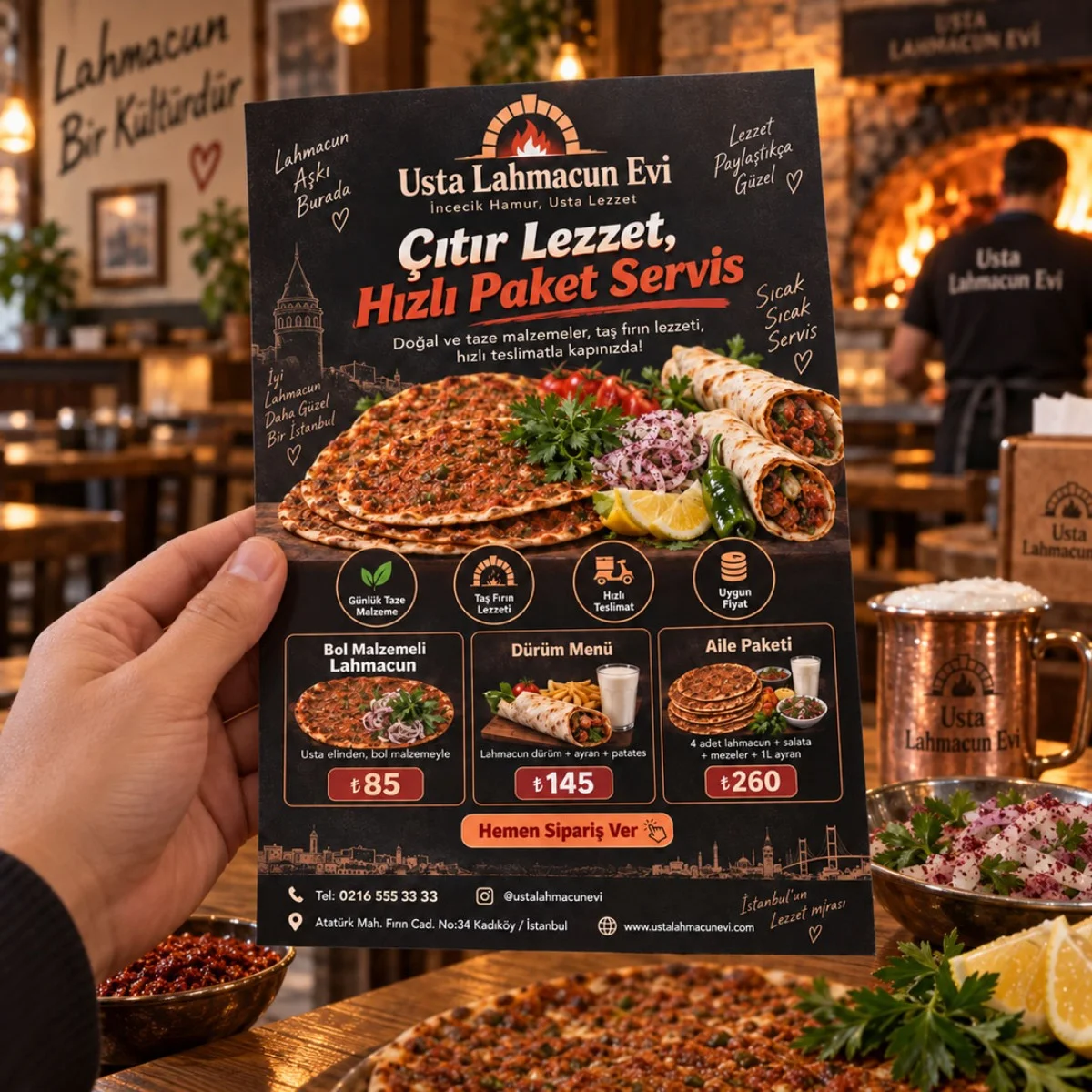 Restoran & Lahmacun Menü Broşürü, El İlanı 15x21 cm (A5) - Matbaa & Baskı Ürünleri | Bicazip - 2. görsel