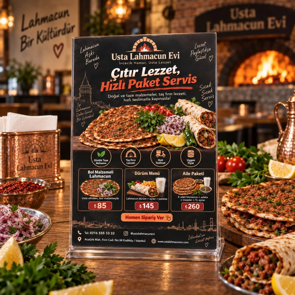 Restoran & Lahmacun Menü Broşürü, El İlanı 15x21 cm (A5) - Matbaa & Baskı Ürünleri | Bicazip - 3. görsel