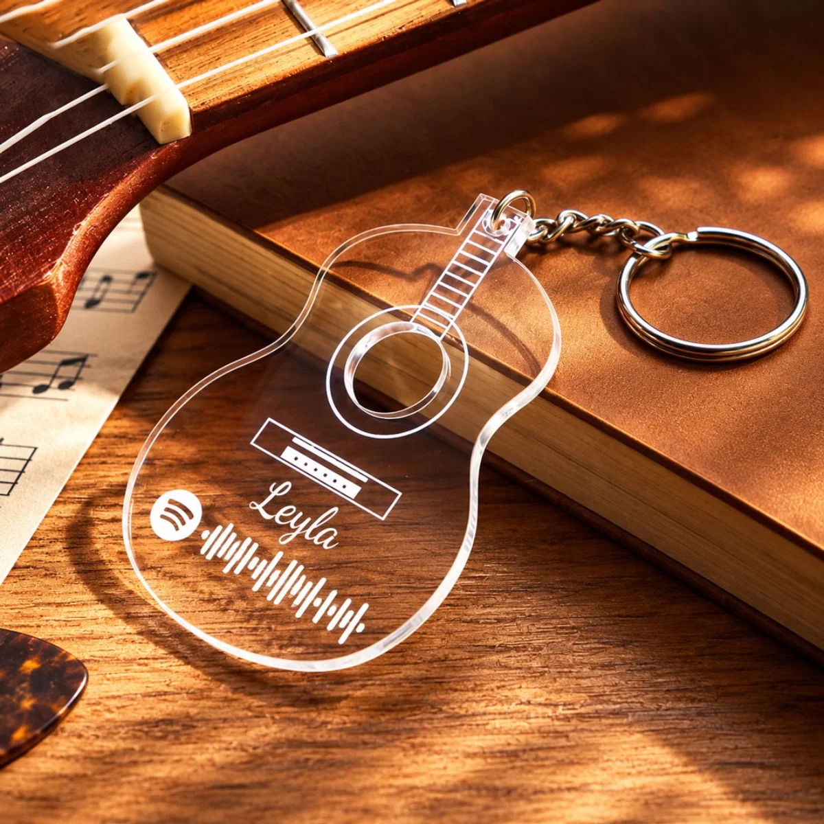 Kişiye Özel Gitar Tasarımlı Şeffaf Pleksi Spotify Kodlu Anahtarlık - Kişiye Özel | Bicazip - 2. görsel