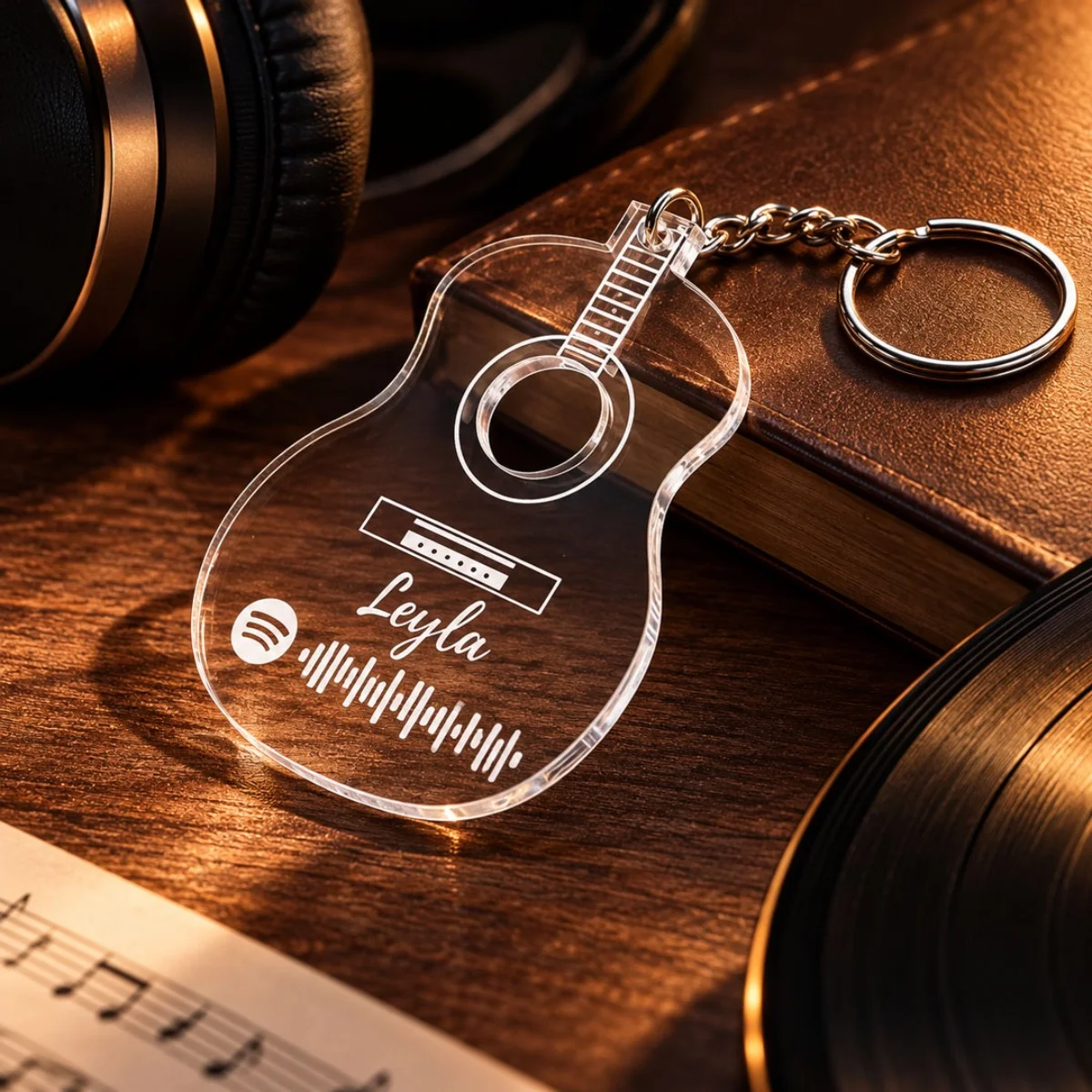 Kişiye Özel Gitar Tasarımlı Şeffaf Pleksi Spotify Kodlu Anahtarlık - Kişiye Özel | Bicazip - 3. görsel