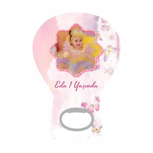 Pembe Kelebek Temalı Balon Açacak Magneti