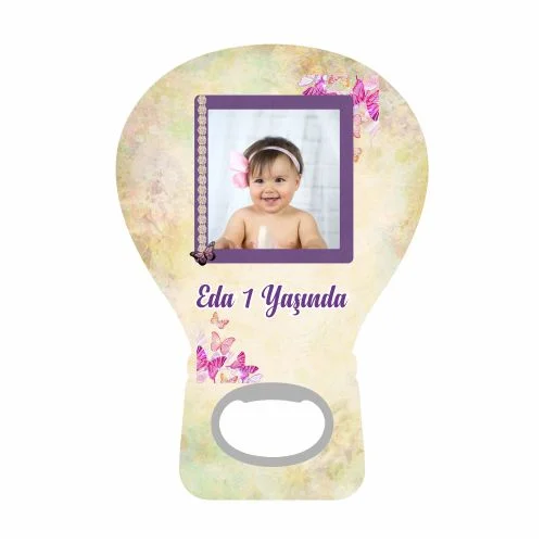 Pembe Kelebek Temalı Balon Açacak Magneti