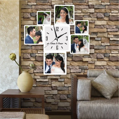 Şık Tasarımlı Fotoğraf Baskılı Ahşap Saat