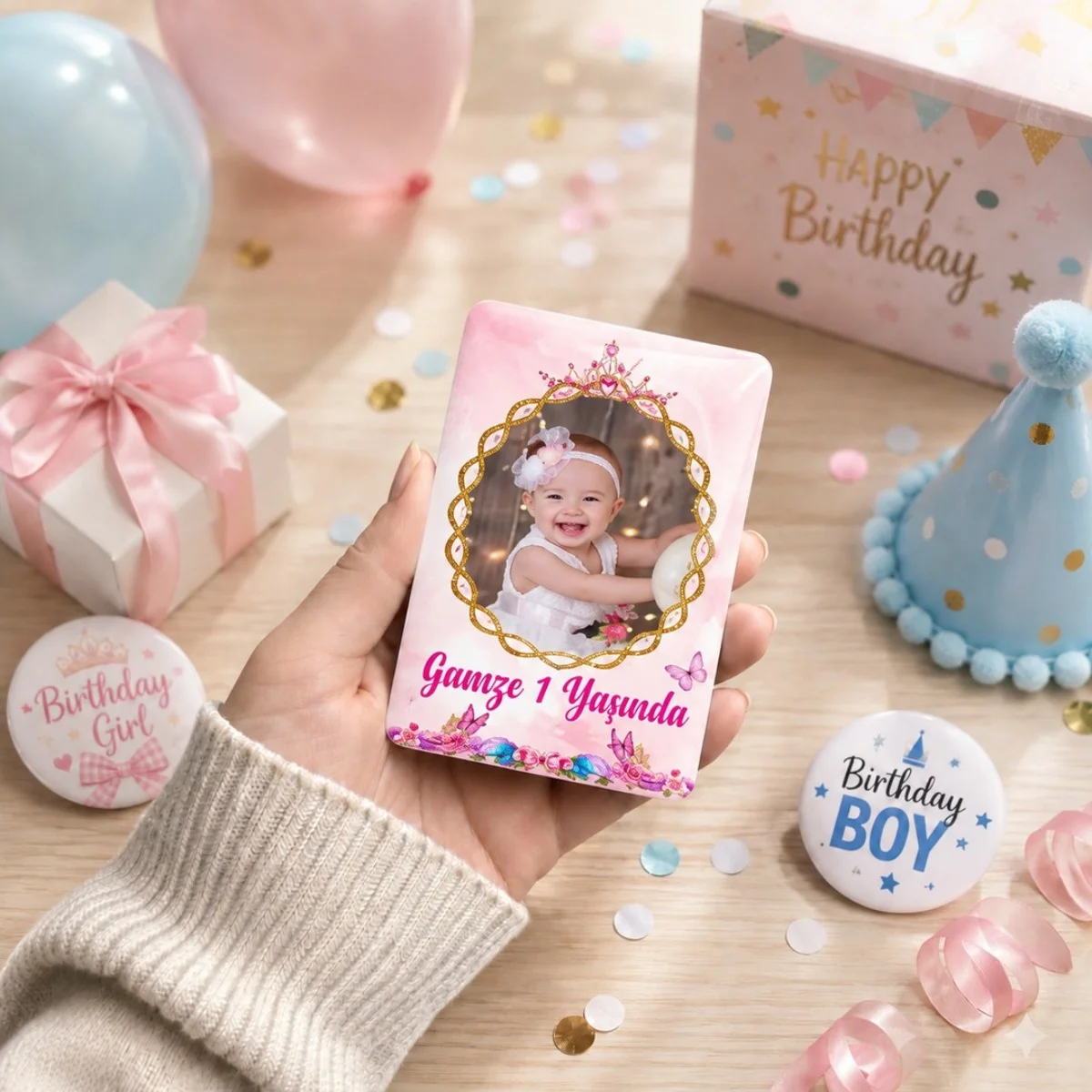 Pembe Barbie Temalı Doğum Günü Magneti  - 10 Adet