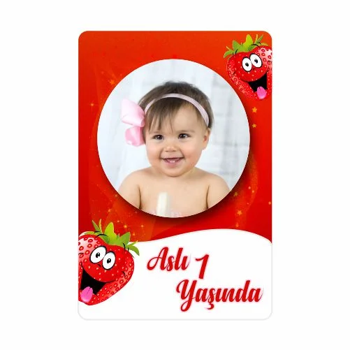 Çilek Temalı Doğum Günü Magneti - 10 Adet