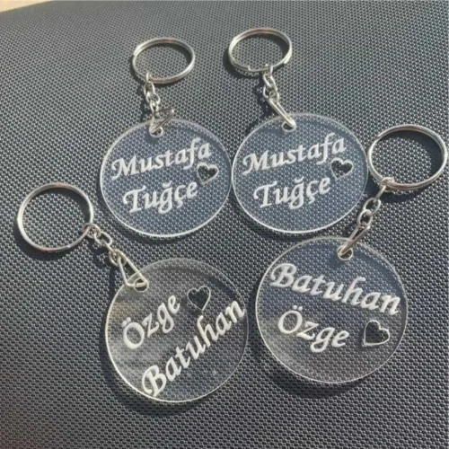 Şeffaf Yuvarlak Pleksi Anahtarlık - 2 Adet