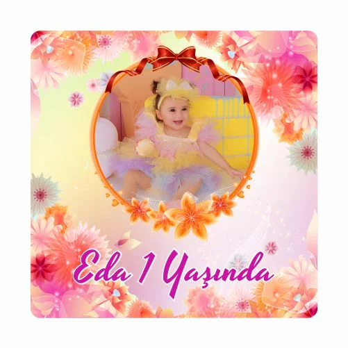 Çiçek Temalı Doğum Günü Magneti - 24 Adet