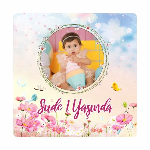 Çiçek Temalı Doğum Günü Magneti - 24 Adet