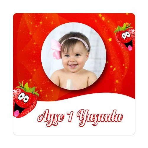 Çilek Temalı Doğum Günü Magneti - 24 Adet