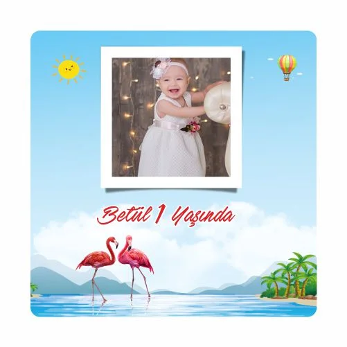 Flamingo Temalı Doğum Günü Magneti - 24 Adet