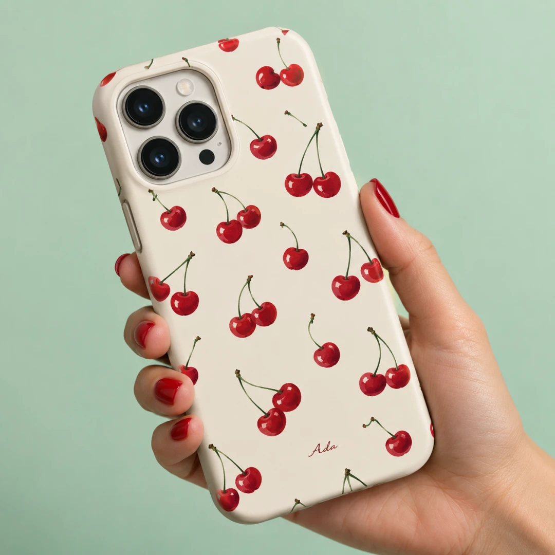 Kiraz Desenli Telefon Kılıfı - Tüm Modeller