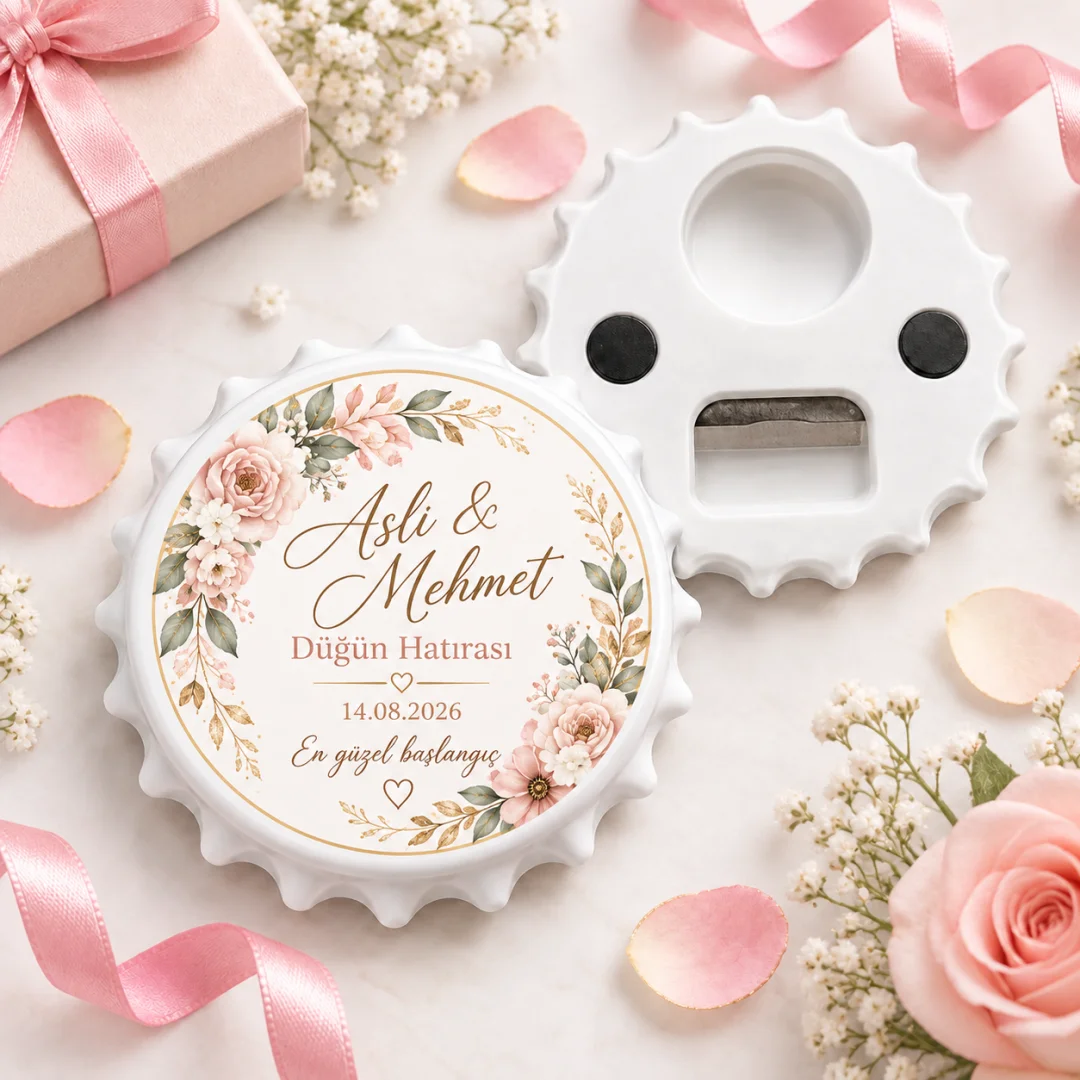 Altın Yıldız Nişan Düğün Nişan Yuvarlak Açacak Magnet