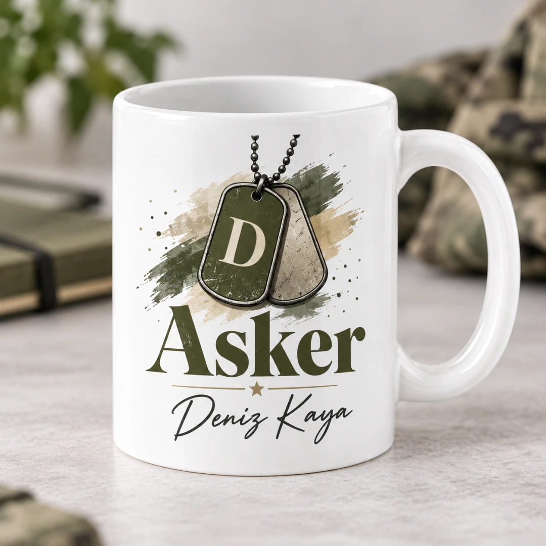 Askerlere Özel Asker Motifli Kupa Bardak