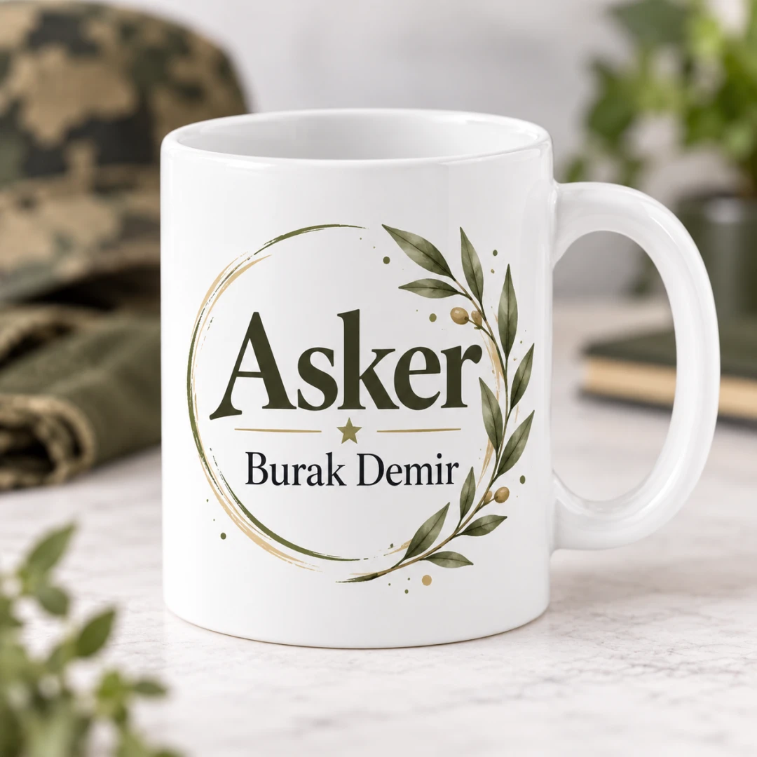Askerlere Özel Kahverengi Askeri Temalı Kupa Bardak