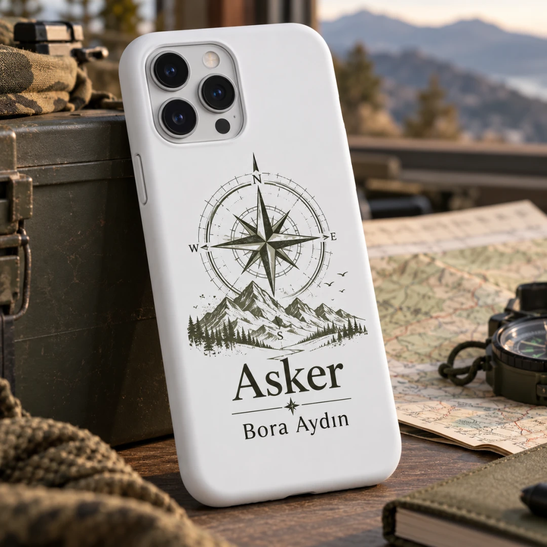 Askerlere Özel Pusula ve Dağ Temalı Telefon Kılıfı - Tüm Modeller