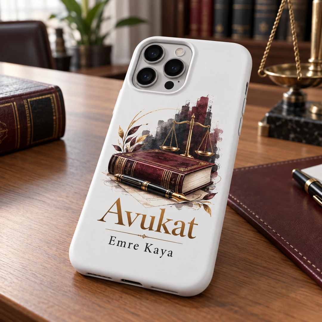 Avukatlara Özel Kitap ve Terazi Motifli Telefon Kılıfı - Tüm Modeller
