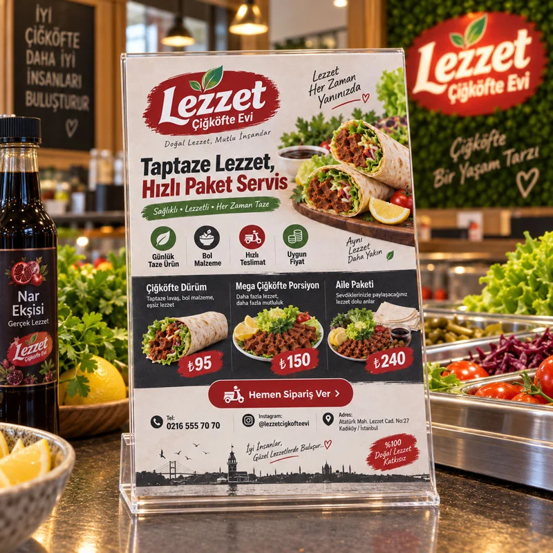 Çiğköfte Restoran Broşürü, El İlanı - 15x21 cm (A5) - Matbaa & Baskı Ürünleri | Bicazip - 2. görsel