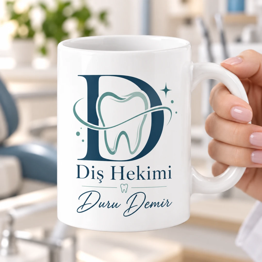 Diş Hekimlerine Özel Diş Monogramlı Kupa Bardak