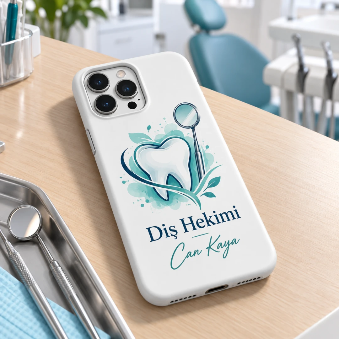 Diş Hekimlerine Özel Diş ve Ayna Motifli Telefon Kılıfı - Tüm Modeller
