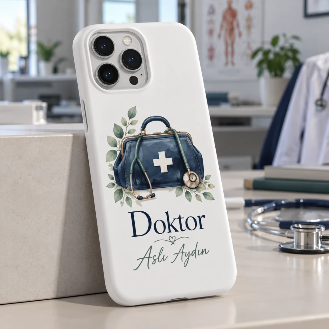 Doktorlara Özel Doktor Çantası ve Stetoskop Telefon Kılıfı - Tüm Modeller
