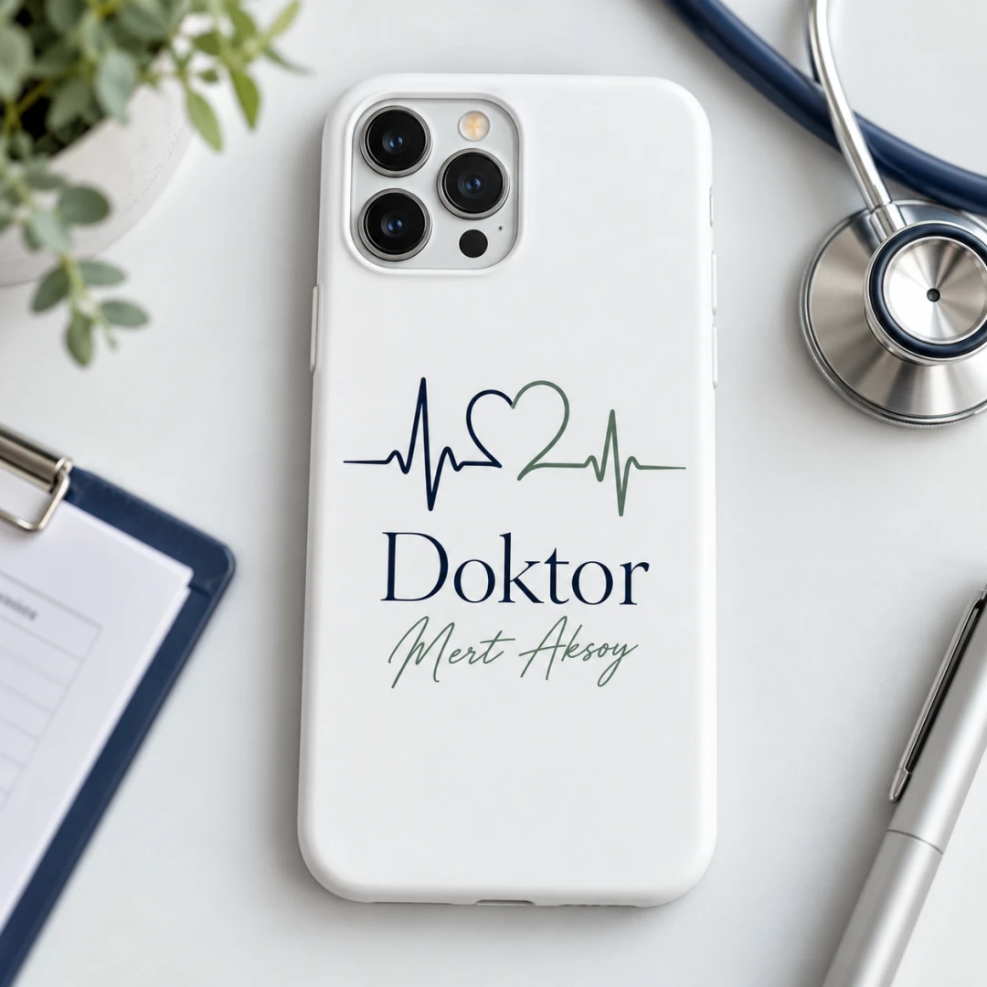 Doktorlara Özel EKG Kalp Çizgili Telefon Kılıfı - Tüm Modeller