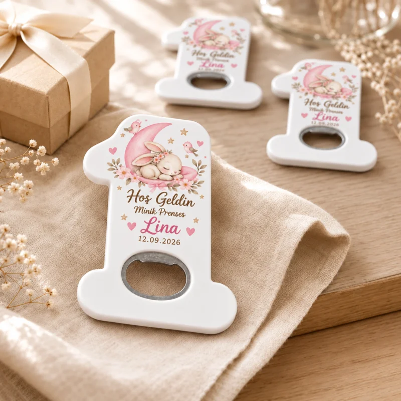 Hoş Geldin Bebek Açacak Magnet – Kişiye Özel Yenidoğan Hediyeliği (Mavi Nötr Hosgeldin) - Kişiye Özel | Bicazip - 3. görsel