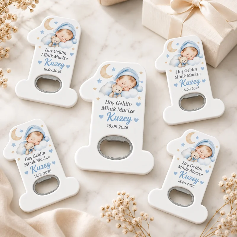 Hoş Geldin Bebek Açacak Magnet – Kişiye Özel Yenidoğan Hediyeliği (Mavi Uyuyan Mucize) - Kişiye Özel | Bicazip - 3. görsel