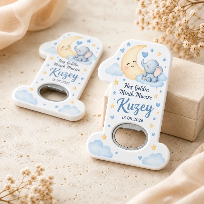 Hoş Geldin Bebek Açacak Magnet – Kişiye Özel Yenidoğan Hediyeliği (Pembe Cicekli Mucize)