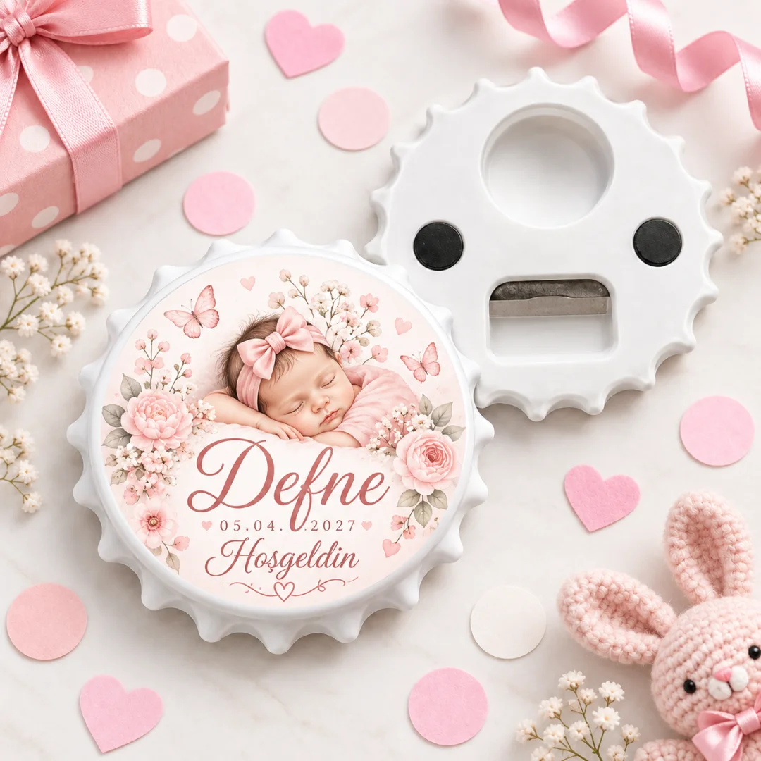 Hoşgeldin Bebek Ay Işığı Mavi Yuvarlak Açacak Magnet