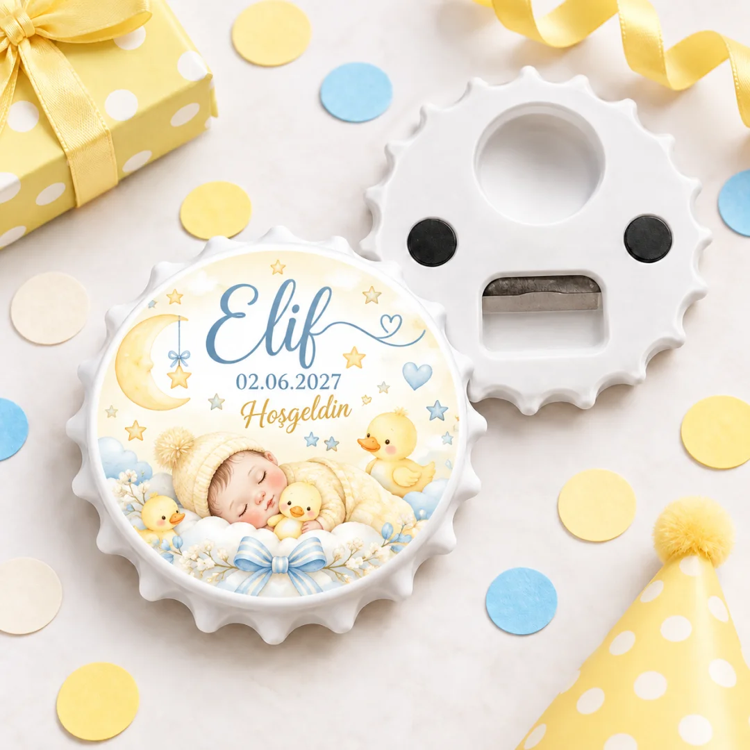 Hoşgeldin Bebek Ayıcık Bulut Yuvarlak Açacak Magnet