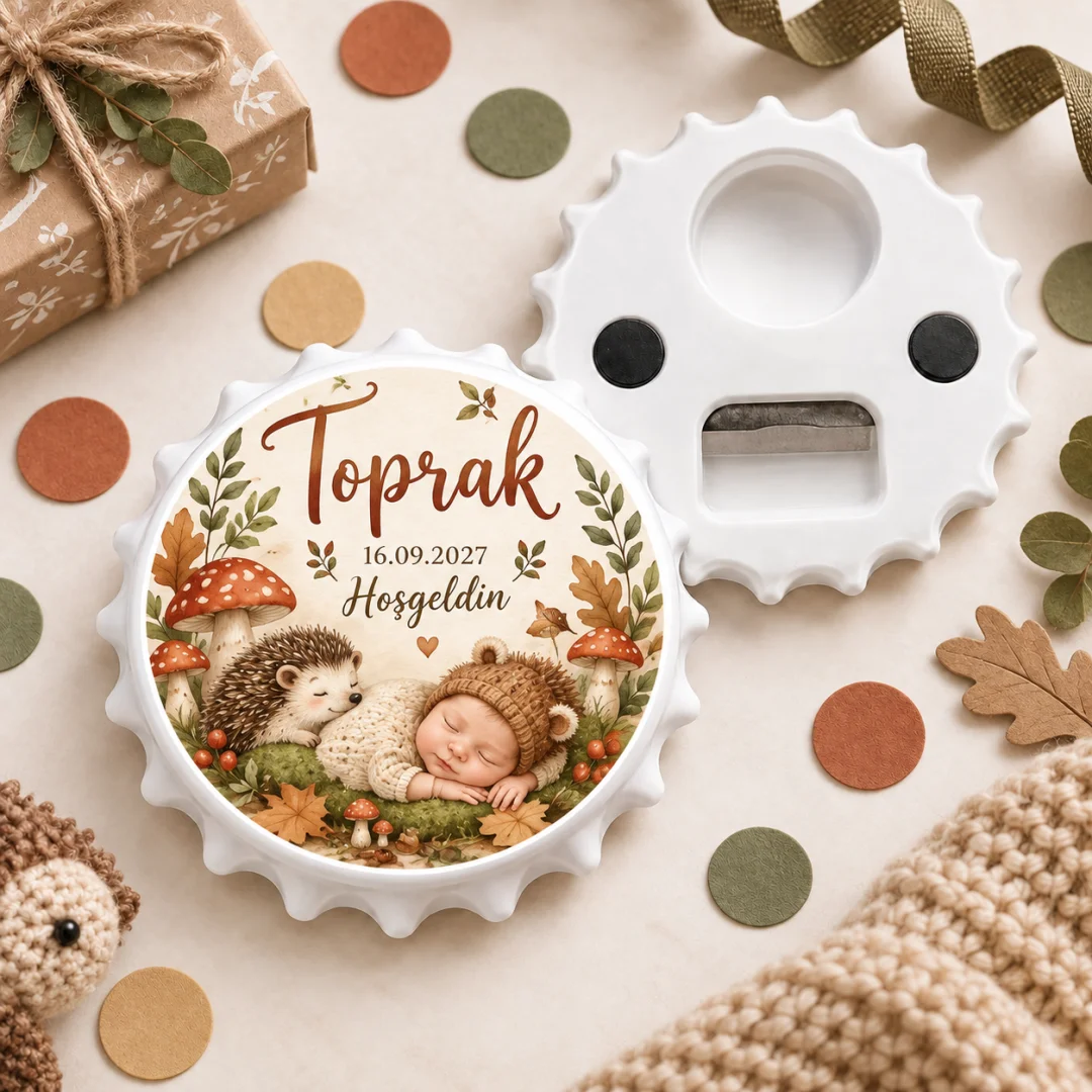 Hoşgeldin Bebek Mavi Yıldız Lantern Yuvarlak Açacak Magnet