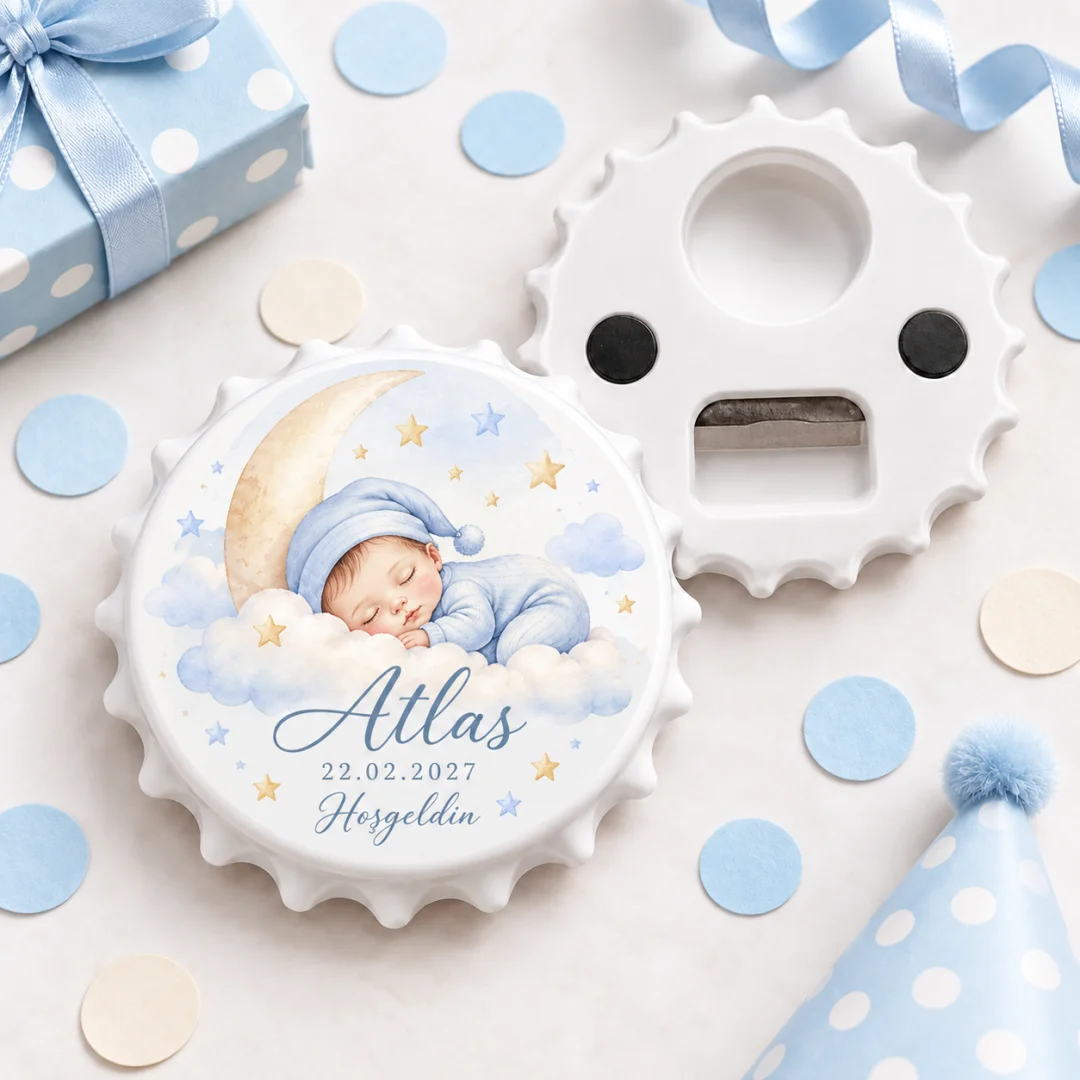 Hoşgeldin Bebek Nötr Ceylan Yuvarlak Açacak Magnet