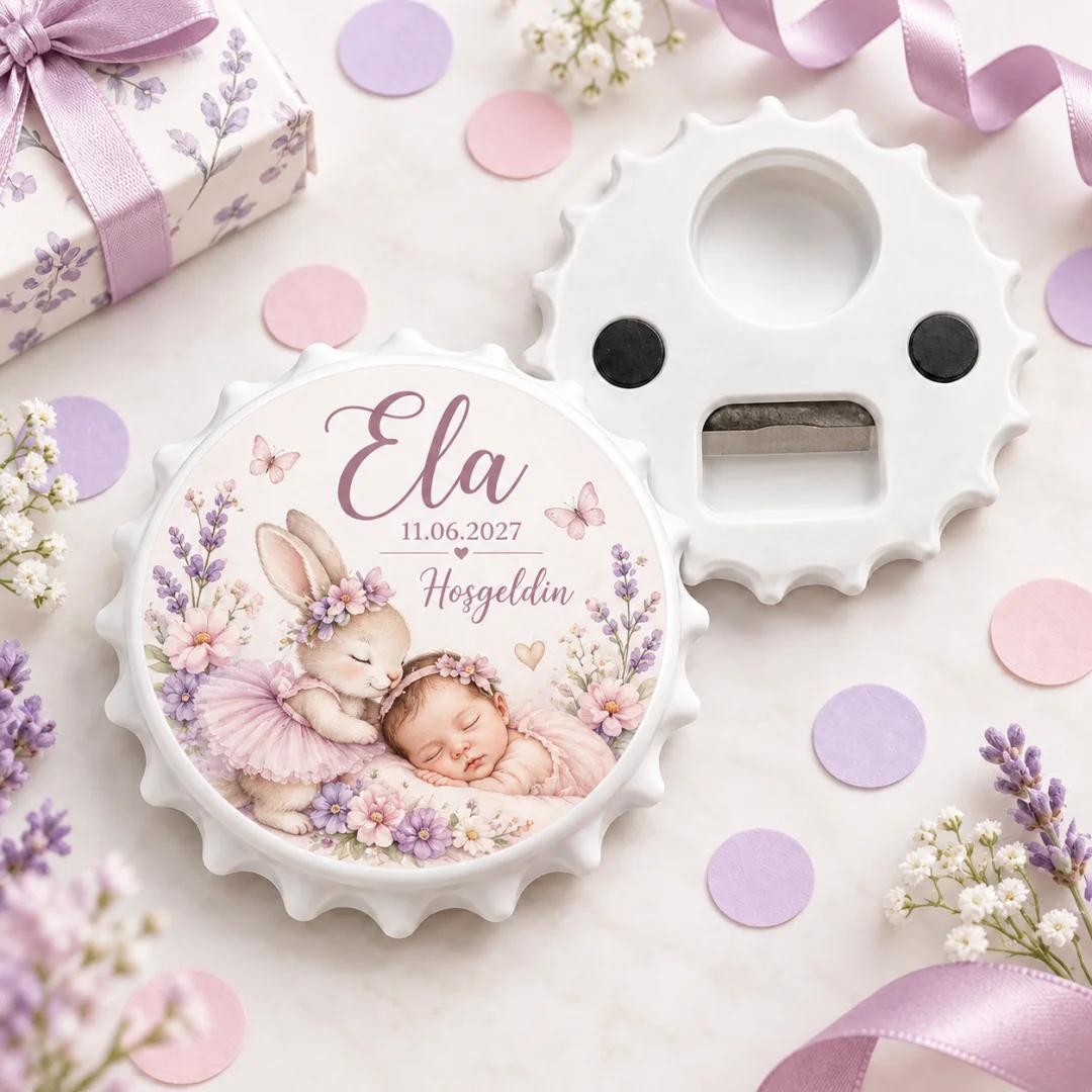 Hoşgeldin Bebek Pastel Bulut Ay Yuvarlak Açacak Magnet