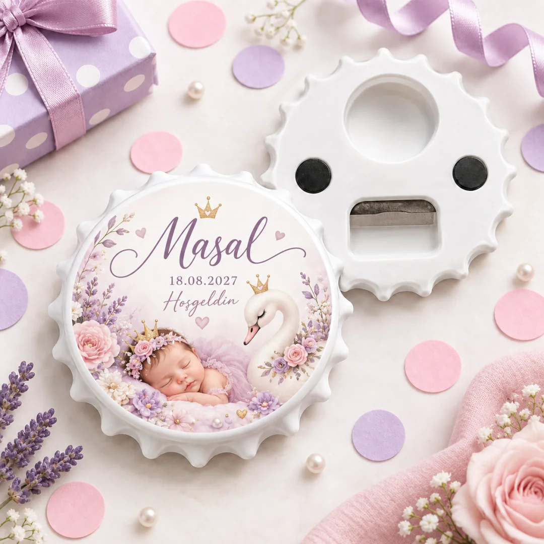 Hoşgeldin Bebek Pastel Gökkuşağı Yuvarlak Açacak Magnet