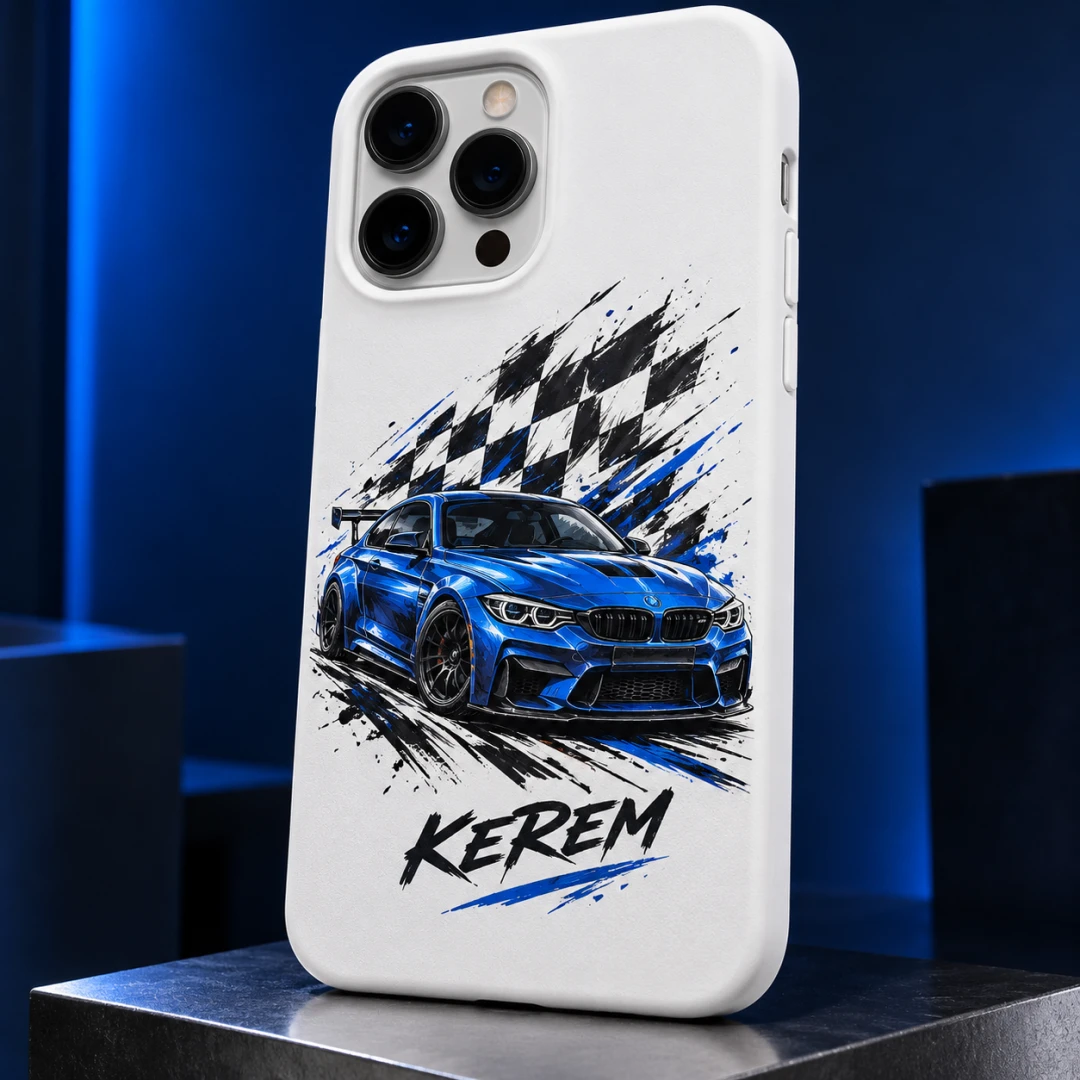 Elektrik Mavisi Yarış Arabası Telefon Kılıfı - Tüm Modeller