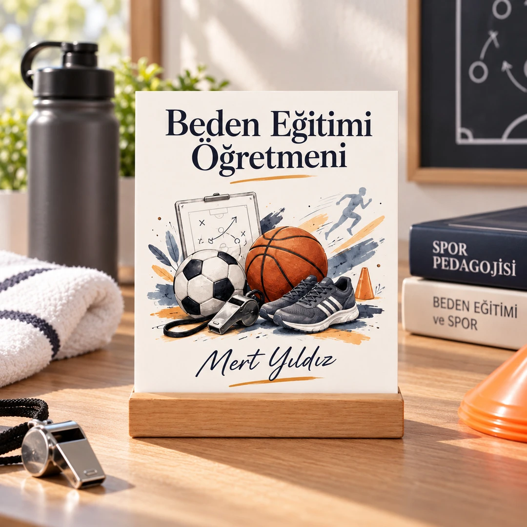 Kişiye Özel Beden Eğitimi Öğretmeni Pleksi Masa Üstü Tablo – Spor Topları - Öğretmene Hediye | Bicazip - 2. görsel