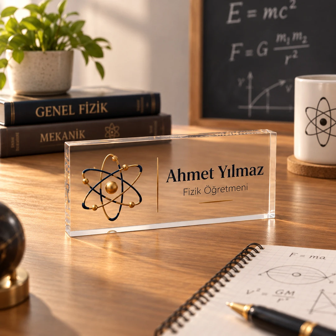 Kişiye Özel Fizik Öğretmeni Akrilik Masa İsimliği – Atom Modeli - Öğretmene Hediye | Bicazip - 2. görsel