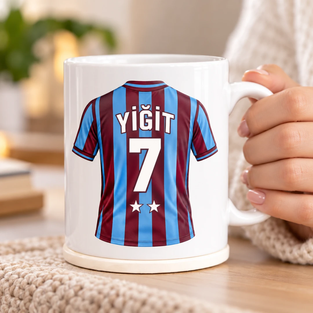 Kişiye Özel Futbol Taraftar Kırmızı Beyaz Forma Kupa Bardak