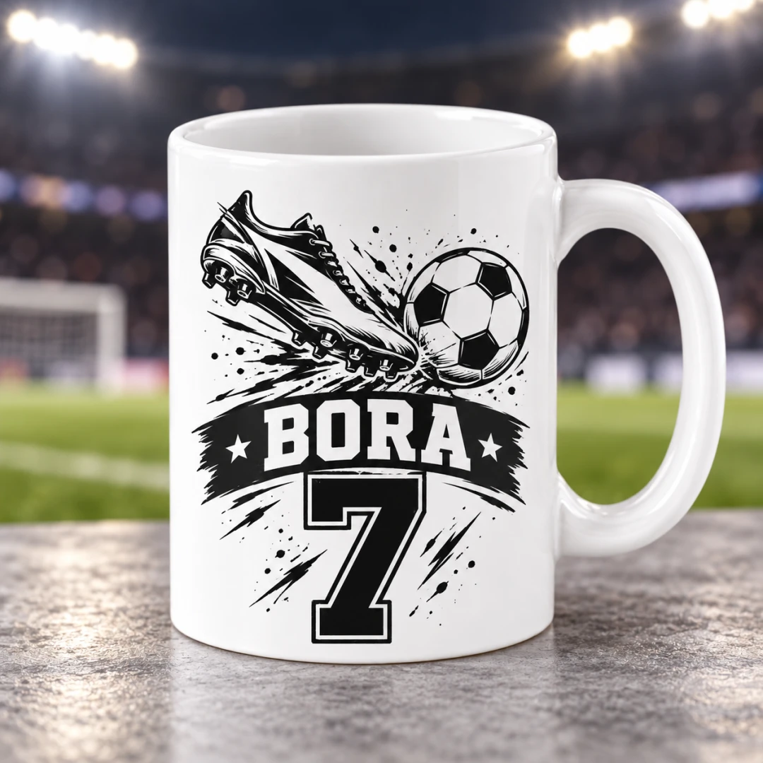 Kişiye Özel Futbol Taraftar Krampon ve Top Motifli Kupa Bardak