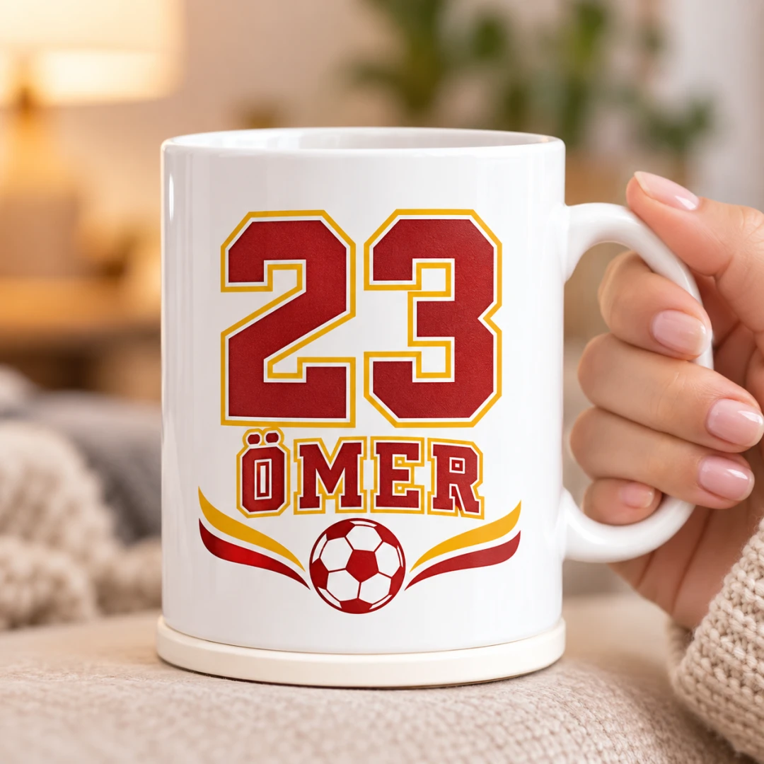 Kişiye Özel Futbol Taraftar Mavi Beyaz Tasarım Kupa Bardak