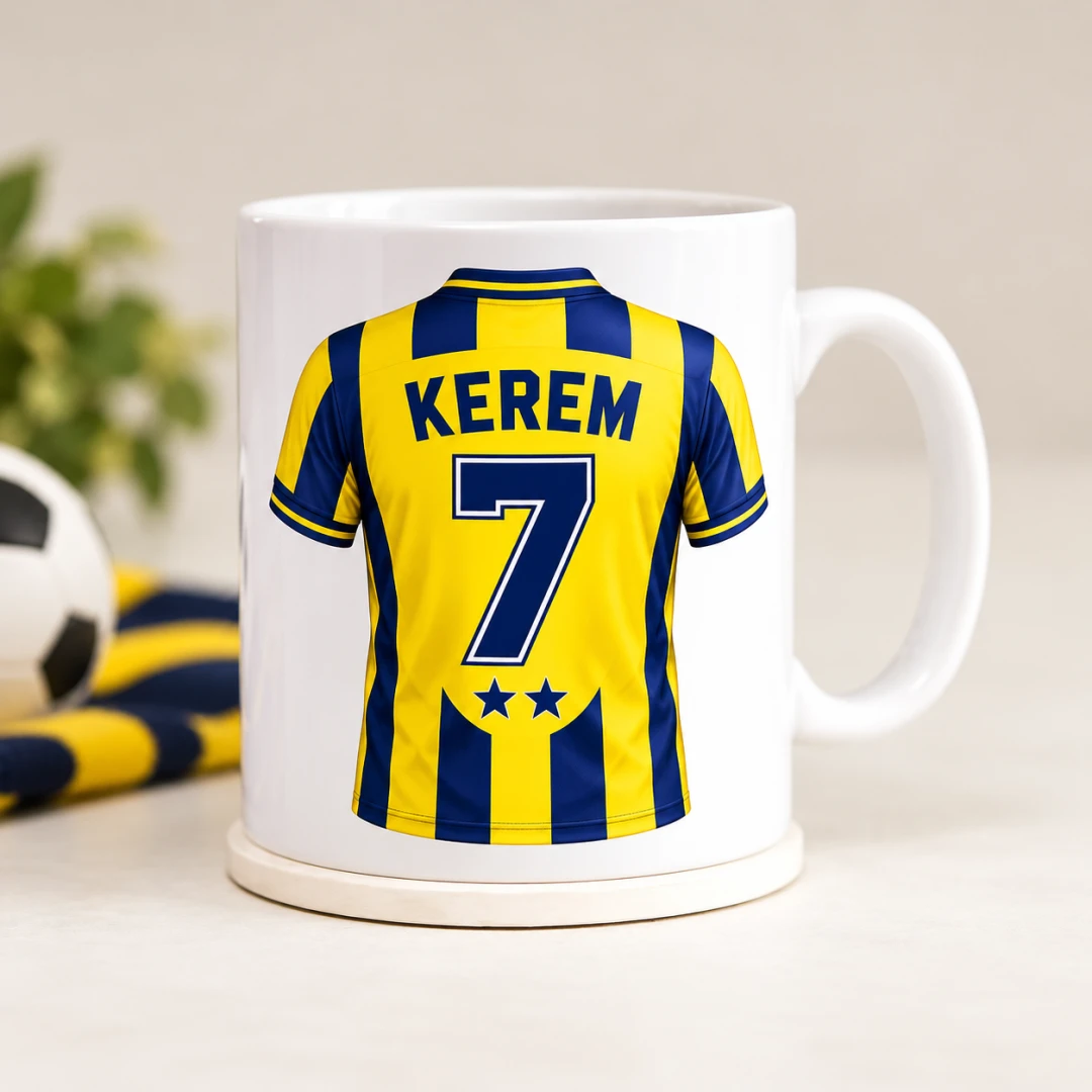 Kişiye Özel Futbol Taraftar Minimal Forma Motifli Kupa Bardak