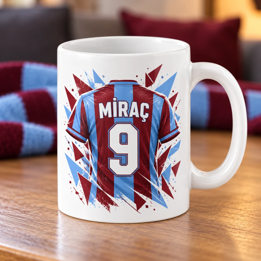 Kişiye Özel Futbol Taraftar Mor Beyaz Forma Kupa Bardak