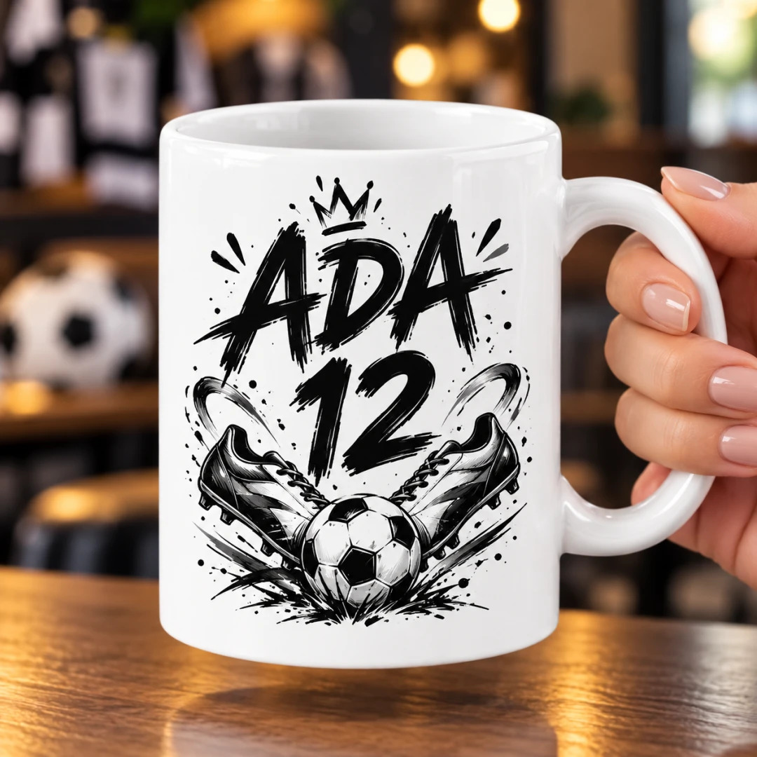 Kişiye Özel Futbol Taraftar Siyah Beyaz Forma Model Kupa Bardak